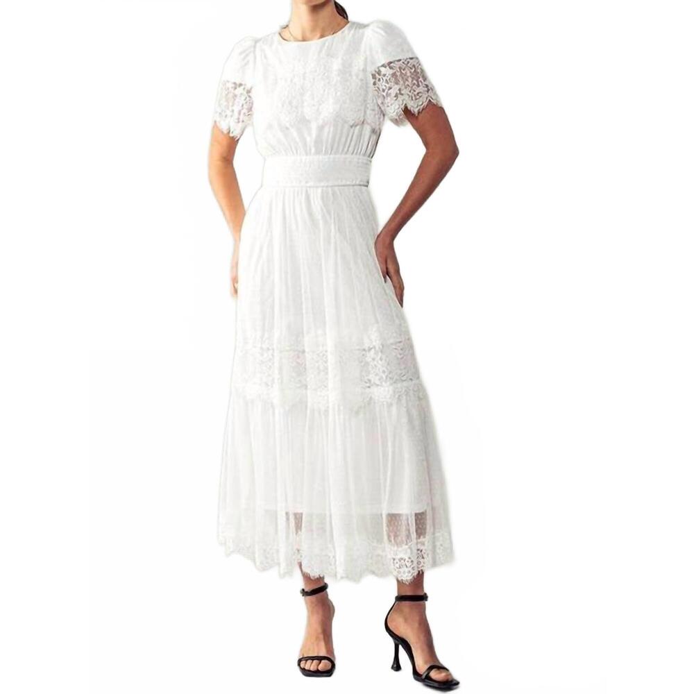 Elegant White Lace Midi Dress - Picture 4 of 6